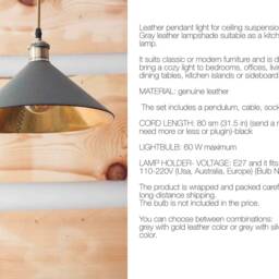 Leather Cone Pendant Light Fixtures For Kitchen & Dining - Decorative Lampshade Japandi Furniture Lightning Game Table - thumbnail 4