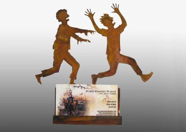 Zombie Chasing Victim Business Card Holder - Free Shipping in Us - image 1