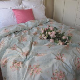 Vintage Floral Duvet Cover Mint Green Pale Blue Pink Posy Roses Pastel Queen-King Duvet Shabby Chic Bedding Turkish Cotton Nurdanceyiz - thumbnail 2