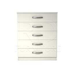 White Chest Of Drawers Ready Assembled Classic 5 Drawer - thumbnail 1
