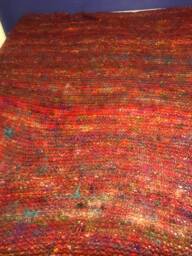 Red Sari Squish Bedspread Or Afghan