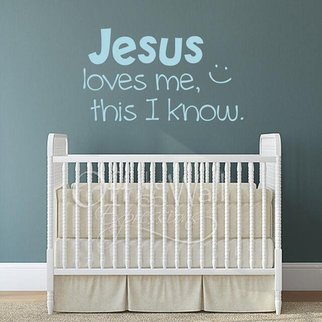 Jesus Loves Me Vinyl Decal, Children's Wall Art Sticker, Bedroom Decor, Nursery, Religious Decals - image 1