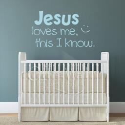 Jesus Loves Me Vinyl Decal, Children's Wall Art Sticker, Bedroom Decor, Nursery, Religious Decals - thumbnail 1
