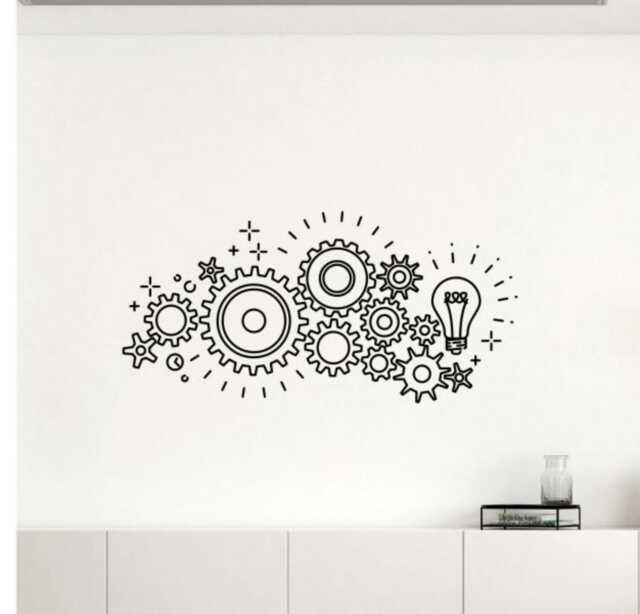 Gear Wall Decal Vinyl Sticker Mechanic Cogwheel Engineering Teamwork Office Interior Home Art Science Lab Decor Classroom 51Nr - image 1