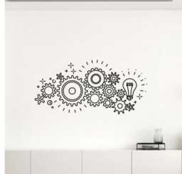 Gear Wall Decal Vinyl Sticker Mechanic Cogwheel Engineering Teamwork Office Interior Home Art Science Lab Decor Classroom 51Nr - thumbnail 1