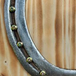 Genuine Horseshoe On A Wooden Board/Handcrafted, Entirely Handmade Lucky Charm Wall Decoration Unique Creation - thumbnail 3