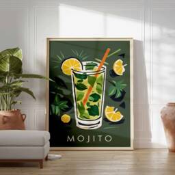 Mojito Cocktail Poster, Art Print, Bar Art, Kitchen Decor, Drinks Restaurant Cafe Decor - thumbnail 2