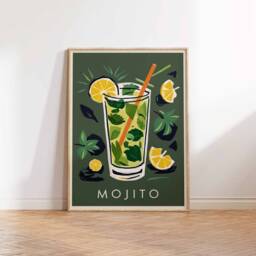 Mojito Cocktail Poster, Art Print, Bar Art, Kitchen Decor, Drinks Restaurant Cafe Decor - thumbnail 3