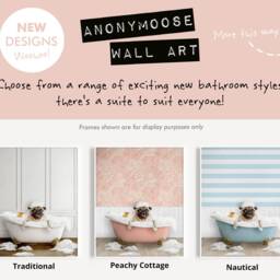 Fawn Pug in A Bath Print, Bathing, Funny Bathroom Animal Bathtub, Dog Tub Whimsy - thumbnail 2