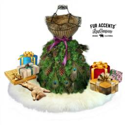 White Faux Sheepskin Christmas Tree Skirt - Shaggy Fur Accent - thumbnail 4