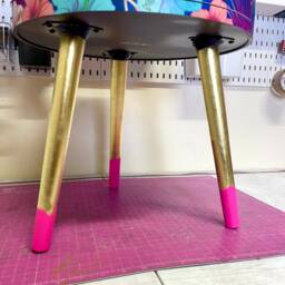 Gold & Navy Leopard Flamingo Round Bedside Table . Fun Bright Home Decor Ideal For Nightstand Or Side Table. Comes With Drawer - thumbnail 4