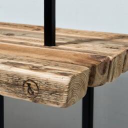 Small Coat Rack Made Of Reclaimed Wood With Practical Bench - thumbnail 2