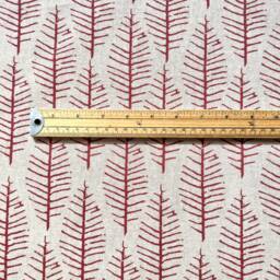 1558. Orna Soft Red Block Print Linen Look 100% Cotton Cushion Cover - thumbnail 3