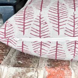 1558. Orna Soft Red Block Print Linen Look 100% Cotton Cushion Cover - thumbnail 2