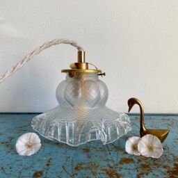 Vintage Tulip Lamp in Clear & Frosted Glass - thumbnail 1