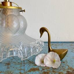 Vintage Tulip Lamp in Clear & Frosted Glass - thumbnail 2