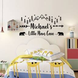 Children Personalised Name Little Man Cave Vinyl Wall Stickers For Bedroom Decors & Decorations - thumbnail 2