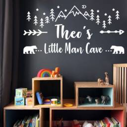 Children Personalised Name Little Man Cave Vinyl Wall Stickers For Bedroom Decors & Decorations - thumbnail 3
