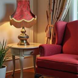Burgundy Red Paisley Fabric Lampshade Handmade in The UK For Table & Floor Standard Lamp Shades, Ceiling Lights, Clip On Wall Lights - thumbnail 3