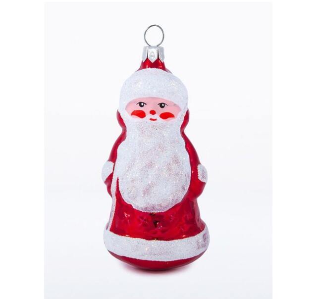 Santa Christmas Ornament, Glass Blown Small Figurines, Red White Hand Painted Hanging Decorations, Russian Ded Moroz Unique Collectibles