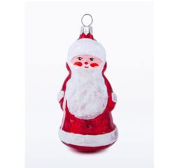 Santa Christmas Ornament, Glass Blown Small Figurines, Red White Hand Painted Hanging Decorations, Russian Ded Moroz Unique Collectibles