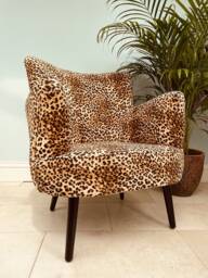 Leopard Animal Print Armchair & Matching Footstool - thumbnail 1