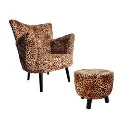 Leopard Animal Print Armchair & Matching Footstool - thumbnail 2