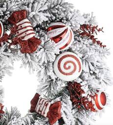 Christmas Snowy Candy Cane Artificial Wreath Decoration, Wall Or Door Hung, Grinch Whoville Design, Large Garland Ornament, Thanksgiving - thumbnail 2