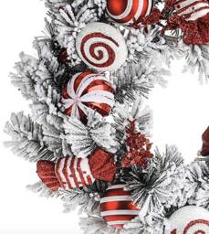 Christmas Snowy Candy Cane Artificial Wreath Decoration, Wall Or Door Hung, Grinch Whoville Design, Large Garland Ornament, Thanksgiving - thumbnail 3