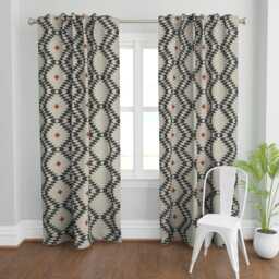 Southwestern Curtain Panel - Geometric Woven Look Neutral Nursery Custom Native Natural Orange Large By Holli_Zollinger - thumbnail 2