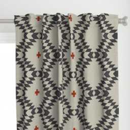 Southwestern Curtain Panel - Geometric Woven Look Neutral Nursery Custom Native Natural Orange Large By Holli_Zollinger