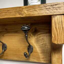 Coat Rack Country Style With Cast Iron Ceramic Shell Tip Hooks - thumbnail 3