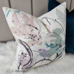 Villa Nova Artesia Eden Cotton Fabric Cushion Cover - Decorative Throw Pillowcase Home Decor Pink & Purple Brushstroke Pastels Pink Teal - thumbnail 2