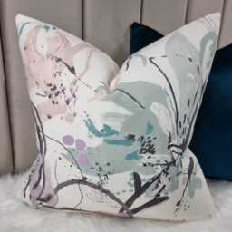 Villa Nova Artesia Eden Cotton Fabric Cushion Cover - Decorative Throw Pillowcase Home Decor Pink & Purple Brushstroke Pastels Pink Teal - thumbnail 4