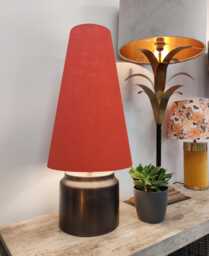 Burnt Orange Extra Tall Cone Lampshade in Linen, Conical Fat Lamp Shade - thumbnail 1