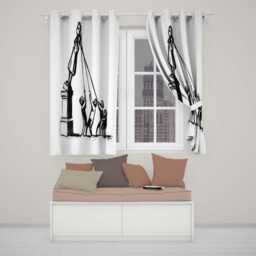 Children Pulling Woman Statue Minimal Graffiti Bold Unique Artwork For Home Decor Readymade Eyelet Ring Top Thermal 100% Blackout Curtains - thumbnail 2