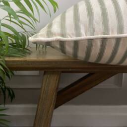 Emma - Sage Green Ian Mankin Ticking Stripe Piped Handmade Cushion Cover - The Brunswick Collection - thumbnail 2