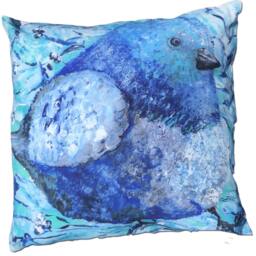 Baby Bluebird Pillow, Bird Throw Spring Decor, Sun Room Pillow, Pretty 20 X 20 - thumbnail 2