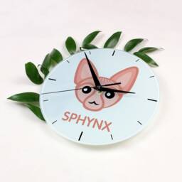 A Clock With A Sphynx Cat. New Collection The Cute Art-Dog Cat - thumbnail 2