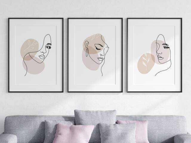 Abstract Woman Line Art Set Of 3 Unframed Wall Print, Modern Abstract, Home D??cor, Minimalist, New Gift - image 1