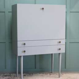 Fold Away Secretary Desk - Scandinavian Pull-Down Floating With Drawers, Anchor - thumbnail 2