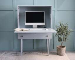Fold Away Secretary Desk - Scandinavian Pull-Down Floating With Drawers, Anchor