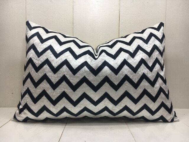 Velvet Ikat Pillow Cover, Handwoven Silk Accent Pillow, 16x24 - image 1