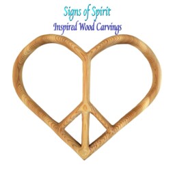Peace & Love Heart Peaceful Wall Art Wood Carving Heart-Shaped Sign Boho Hanging Hippie Hand Carved Decor - thumbnail 2