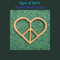 Peace & Love Heart Peaceful Wall Art Wood Carving Heart-Shaped Sign Boho Hanging Hippie Hand Carved Decor - thumbnail 3