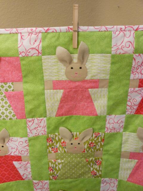 Custom Made Bunny Quilt, Modern Baby Blanket, To Order - image 1