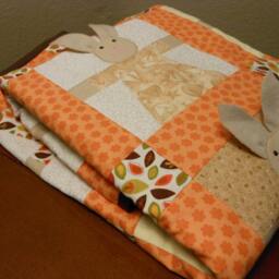 Custom Made Bunny Quilt, Modern Baby Blanket, To Order - thumbnail 3