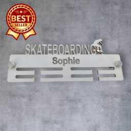Skateboarding Medal Hanger - Custom Name & Colour - thumbnail 1