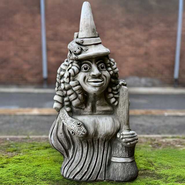 Concrete Witch Statue Stone Sorceress Sculpture Handmade Spooky Figurine Outdoor Garden Ornament Magic Decoration Yard Art - image 1