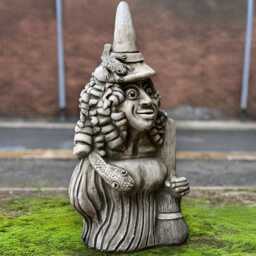 Concrete Witch Statue Stone Sorceress Sculpture Handmade Spooky Figurine Outdoor Garden Ornament Magic Decoration Yard Art - thumbnail 3
